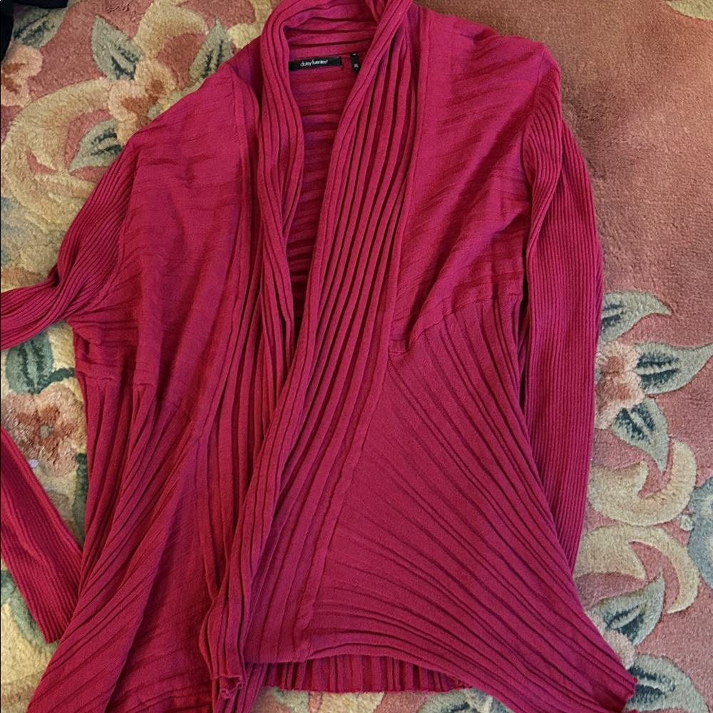 Daisy Fuentes Raspberry Cardigan Sweater - Picture 1 of 5